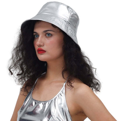 British Patent Leather Small Brim Bucket Hat