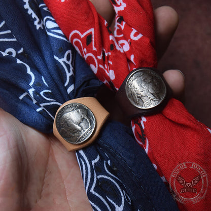 Buffalo Nickel Leather Scarf Ring
