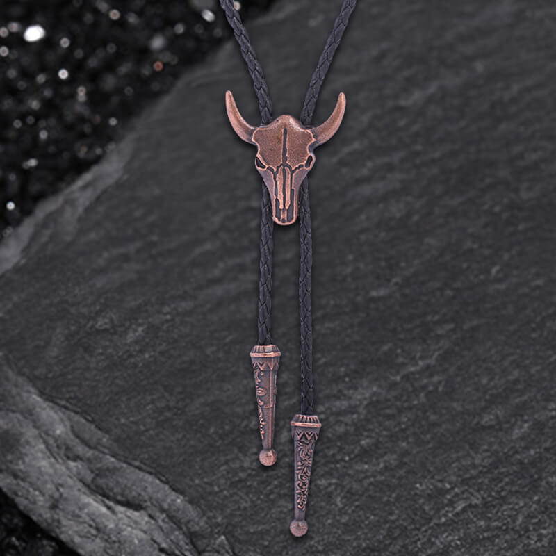 Bull Skull Western Cowboy Alloy Bolo Tie