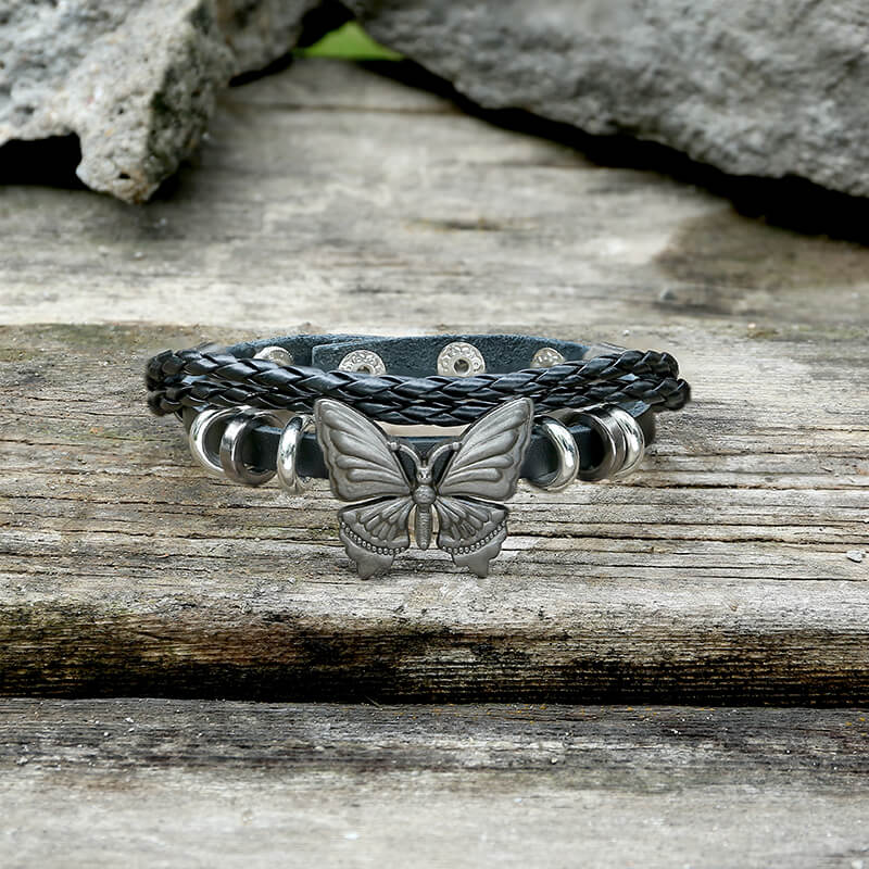 Butterfly Alloy Leather Bracelet