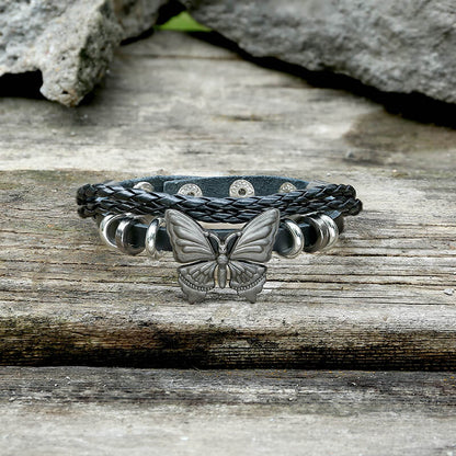 Butterfly Alloy Leather Bracelet