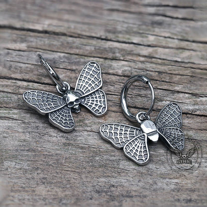 Butterfly Skull Stainless Steel Hoop Earrings