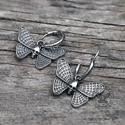 Butterfly Skull Stainless Steel Hoop Earrings