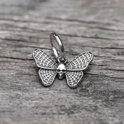 Butterfly Skull Stainless Steel Hoop Earrings