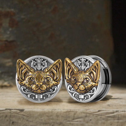 Cat Head Stainless Steel Ear Gauges