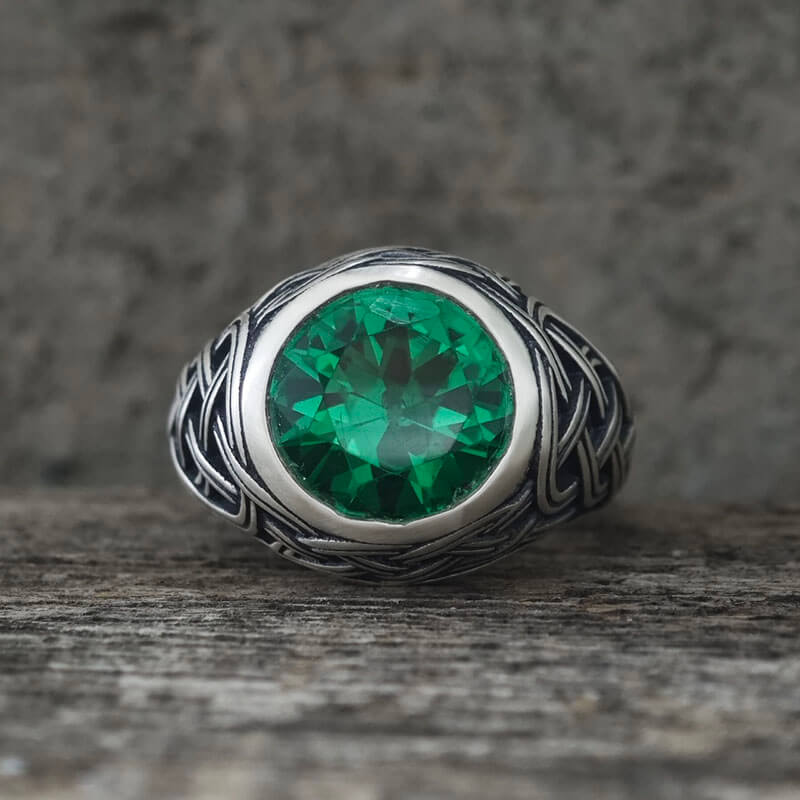 Celtic Knot Gemstone Sterling Silver Ring