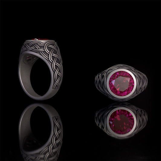 Celtic Knot Gemstone Sterling Silver Ring