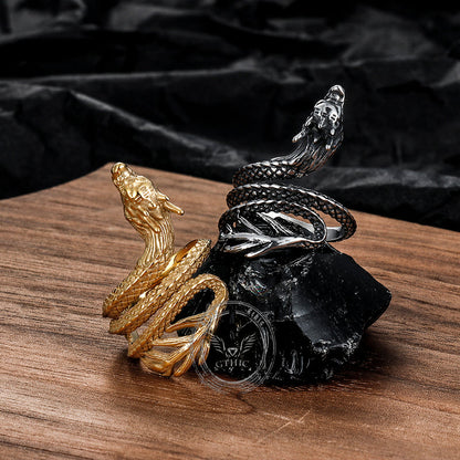 Coiled Chinese Dragon Stainless Steel Ring