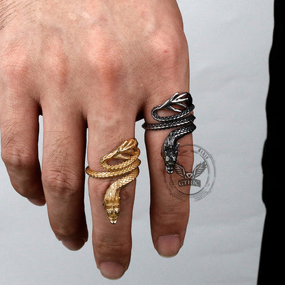 Coiled Chinese Dragon Stainless Steel Ring
