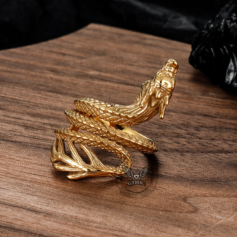 Coiled Chinese Dragon Stainless Steel Ring