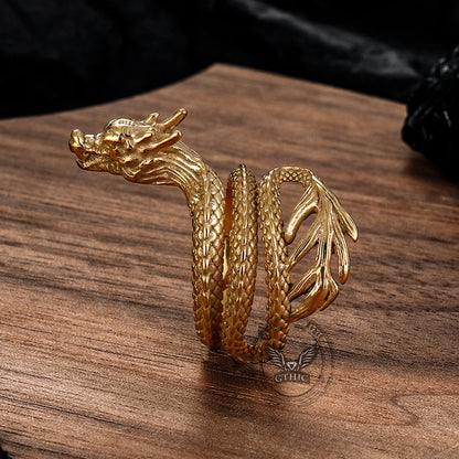 Coiled Chinese Dragon Stainless Steel Ring