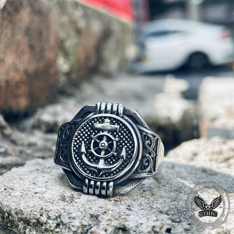 Compass Anchor Stainless Steel Marine Ring