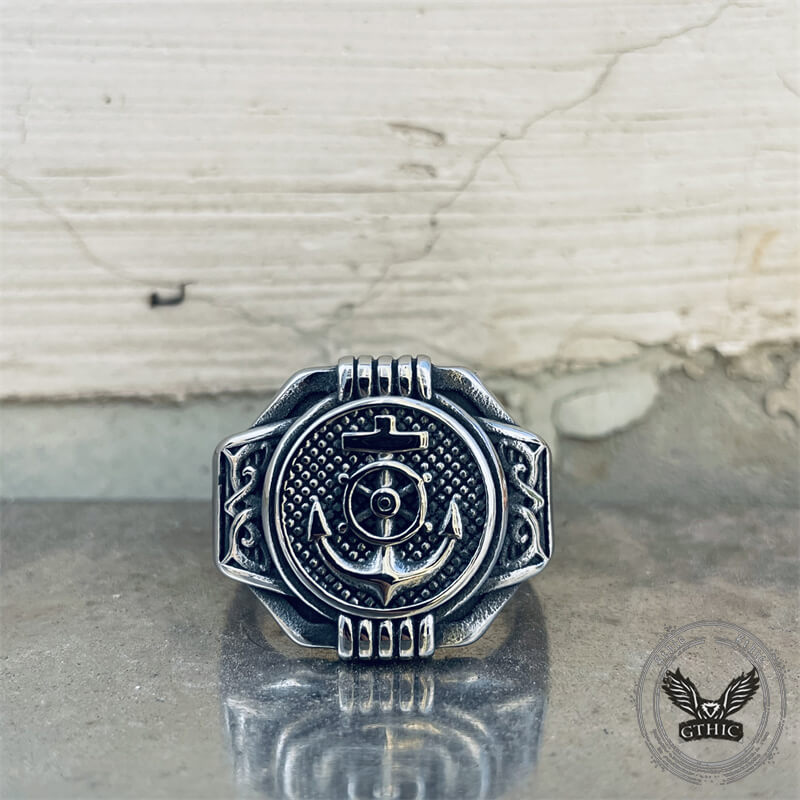 Compass Anchor Stainless Steel Marine Ring