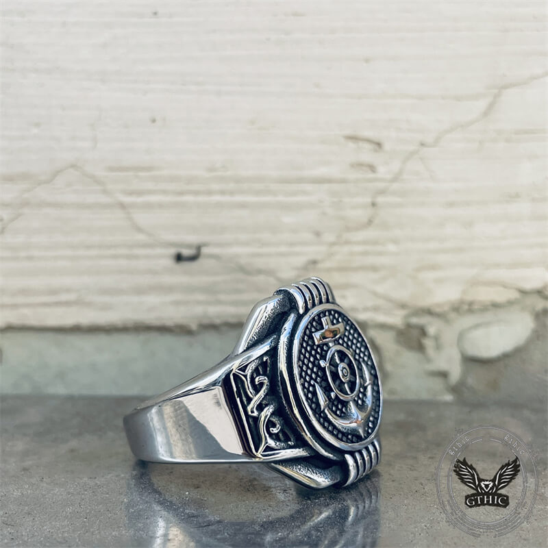 Compass Anchor Stainless Steel Marine Ring