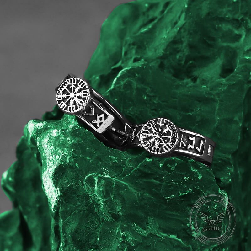 Compass Rune Stainless Steel Hoop Earrings