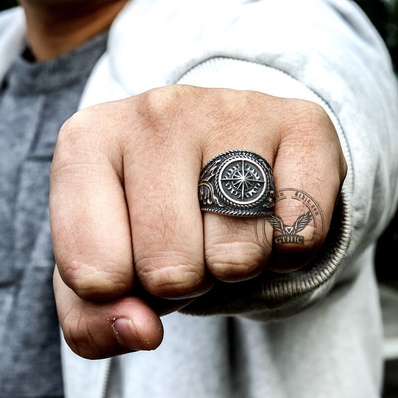 Compass Stainless Steel Marine Ring