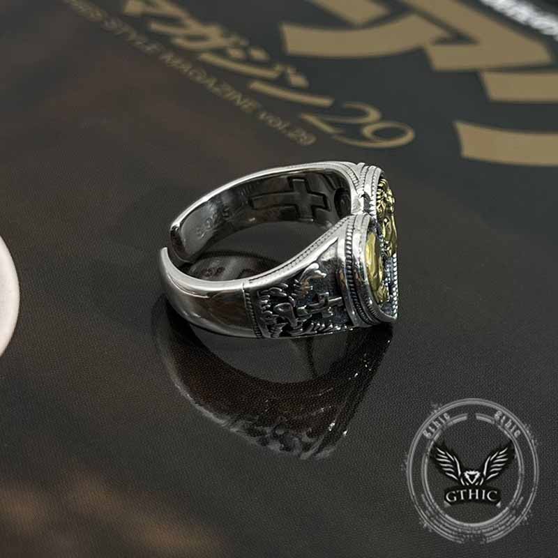 Cracked Heart Skull Sterling Silver Open Ring