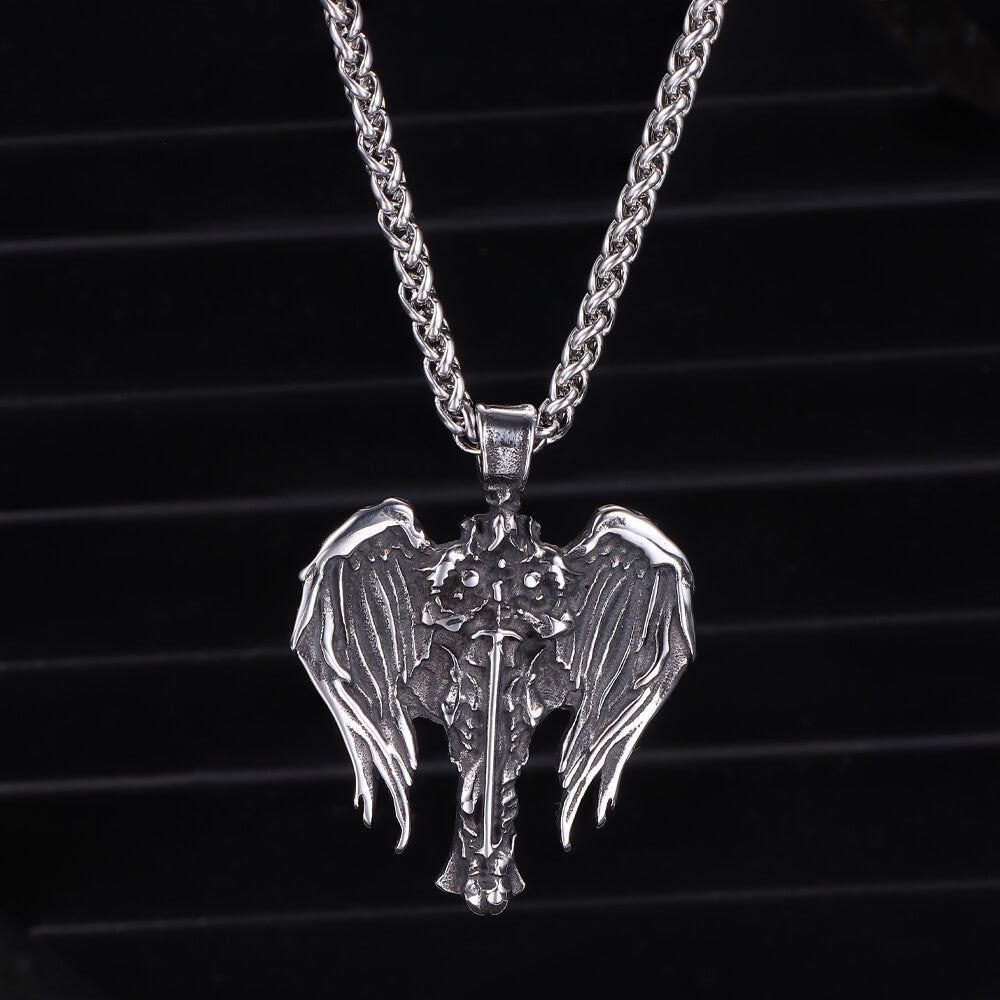 Cross Archangel Wing Amulet Stainless Steel Pendant