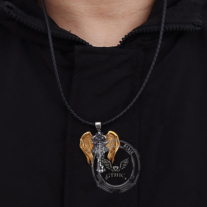 Cross Archangel Wing Amulet Stainless Steel Pendant