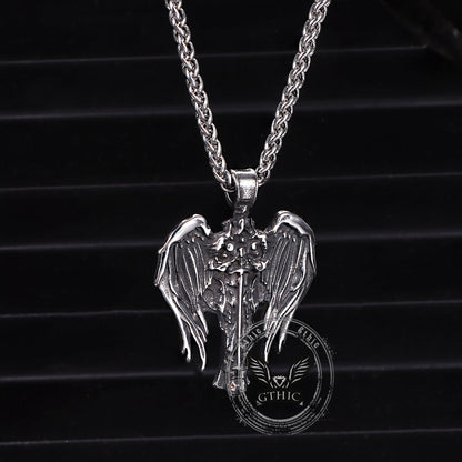 Cross Archangel Wing Amulet Stainless Steel Pendant