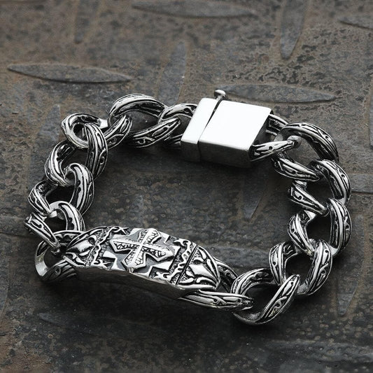 Cross Pattern Stainless Steel Bracelet