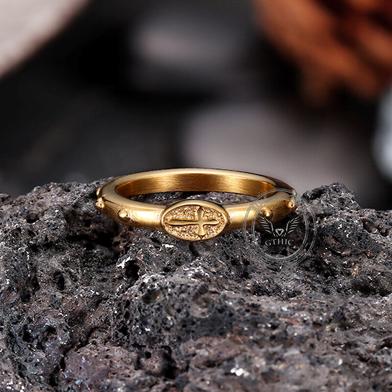 Cross Pattern Stainless Steel Christian Ring