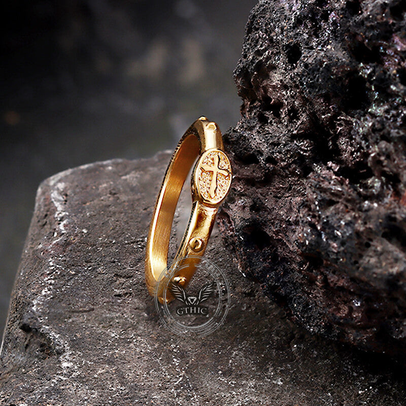 Cross Pattern Stainless Steel Christian Ring