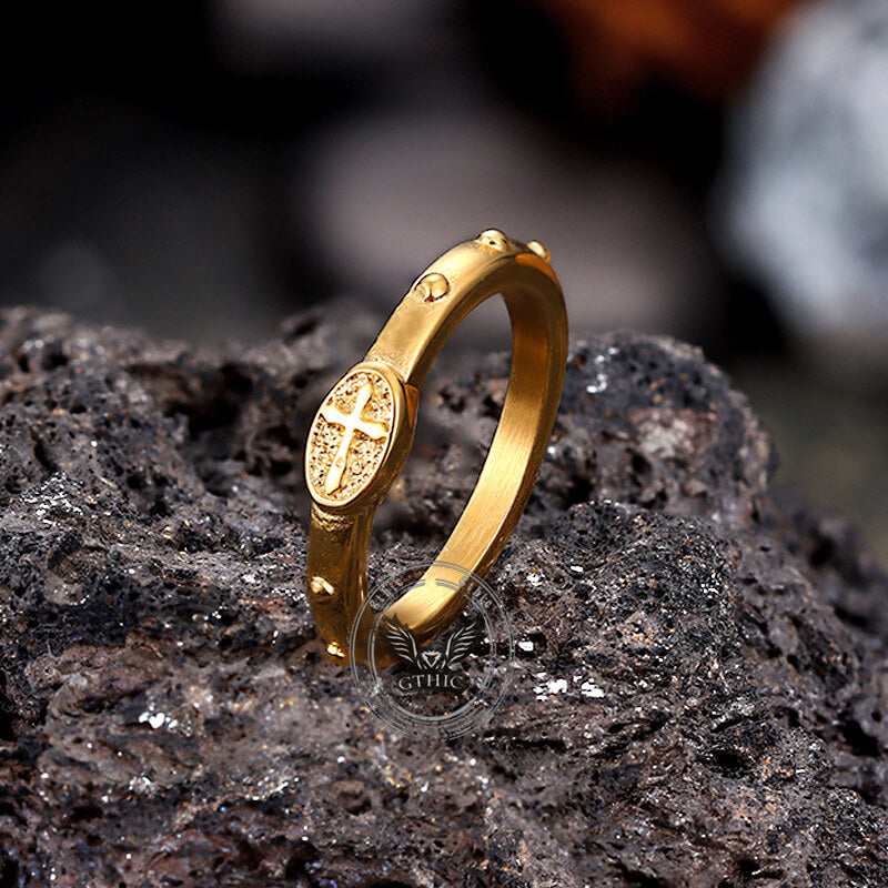 Cross Pattern Stainless Steel Christian Ring