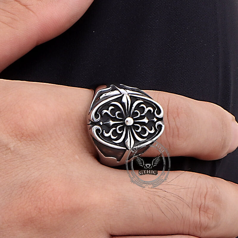 Cross Pattern Stainless Steel Punk Ring