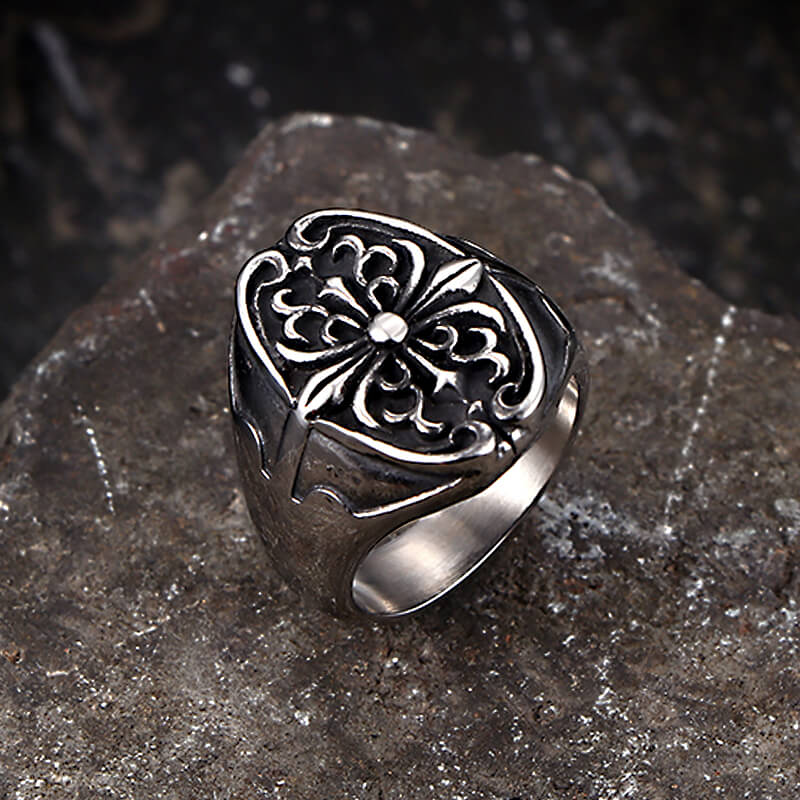 Cross Pattern Stainless Steel Punk Ring