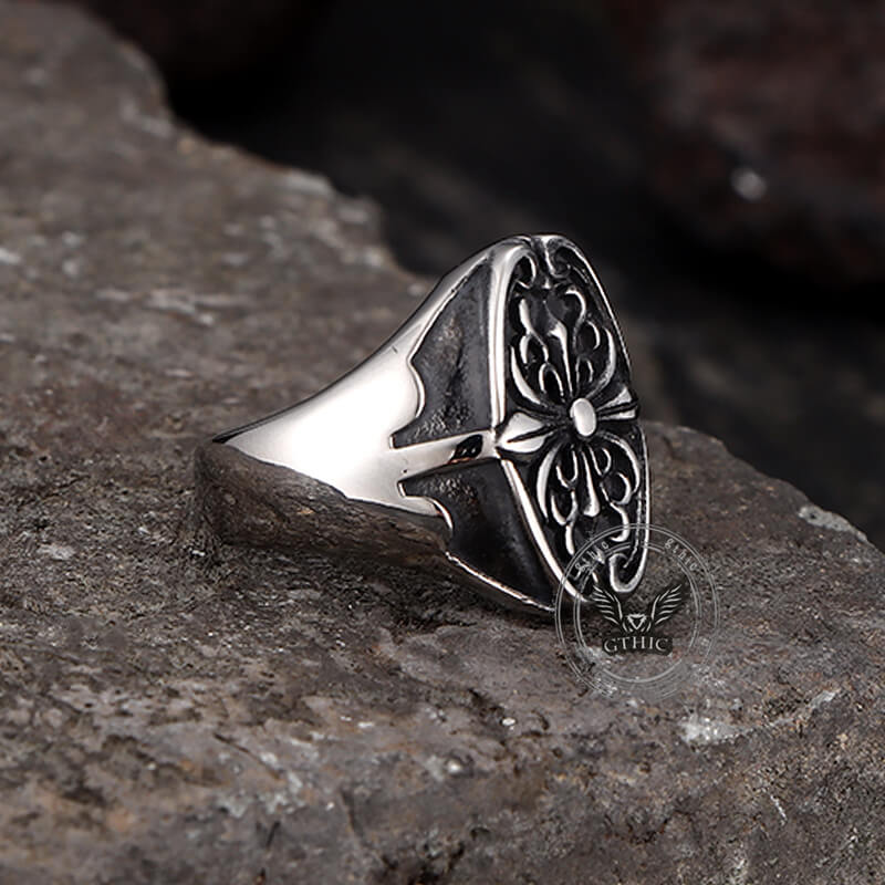 Cross Pattern Stainless Steel Punk Ring