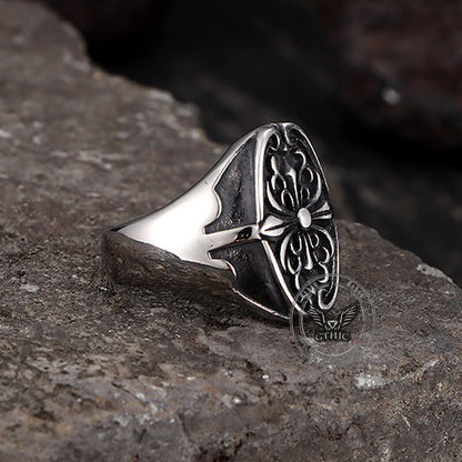 Cross Pattern Stainless Steel Punk Ring