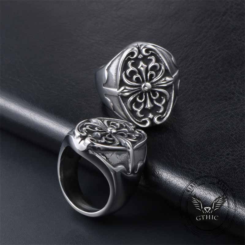 Cross Pattern Stainless Steel Punk Ring