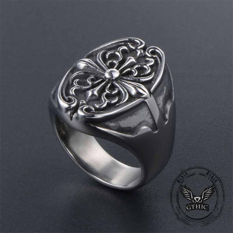 Cross Pattern Stainless Steel Punk Ring
