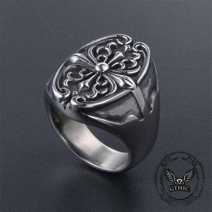 Cross Pattern Stainless Steel Punk Ring