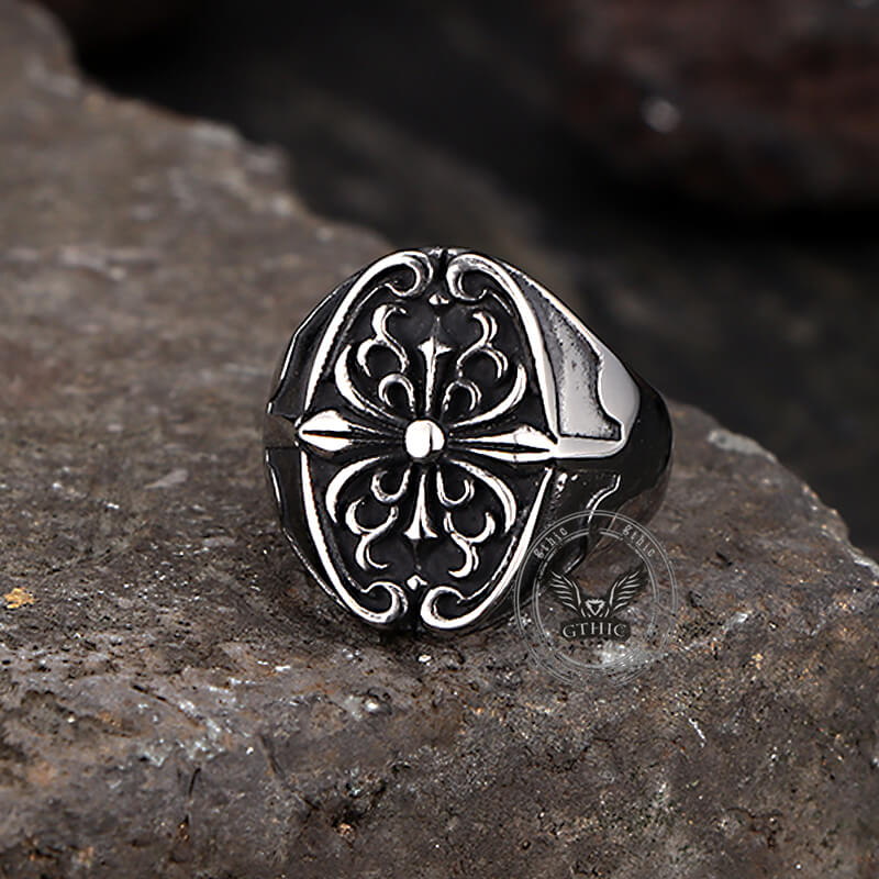 Cross Pattern Stainless Steel Punk Ring