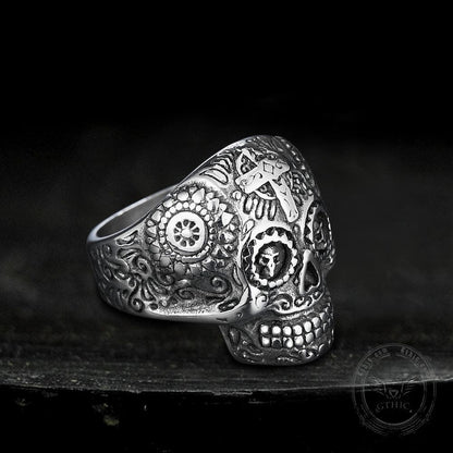 Cross Pattern Stainless Steel Skull Ring