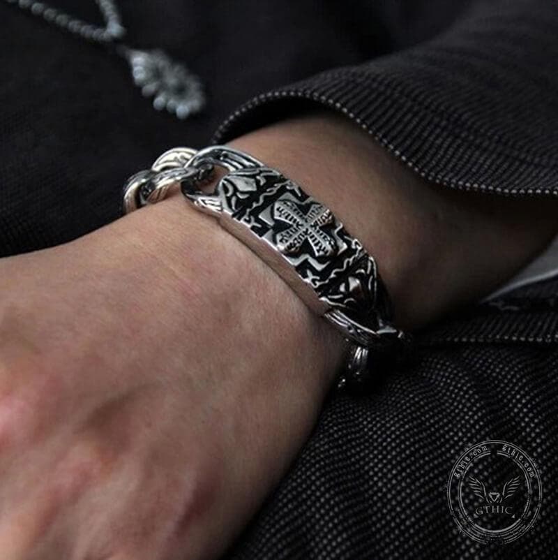 Cross Pattern Stainless Steel Bracelet