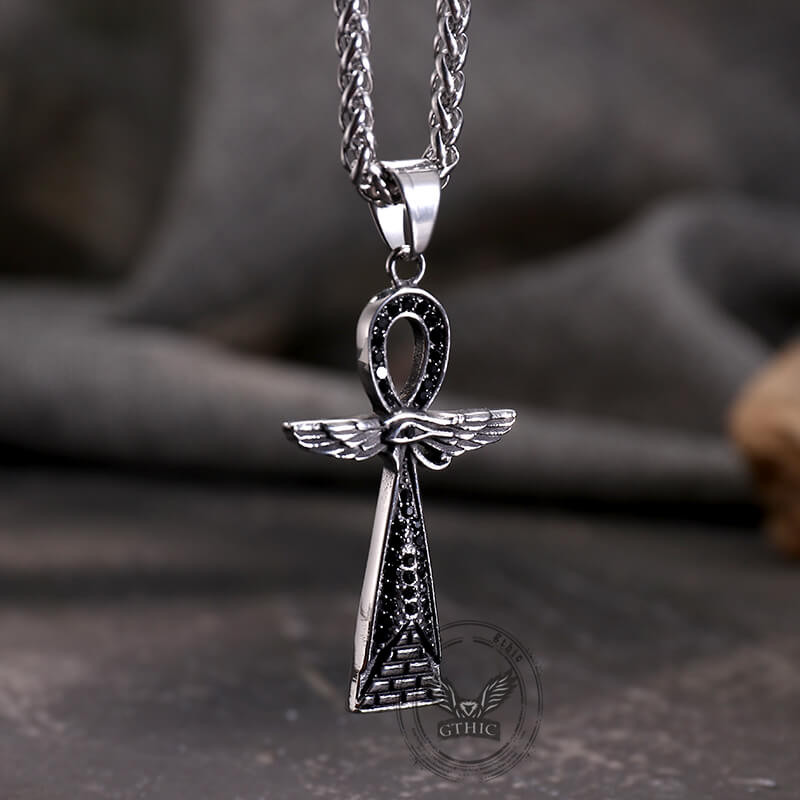 Cross Pyramid Horus Eye Stainless Steel Pendant