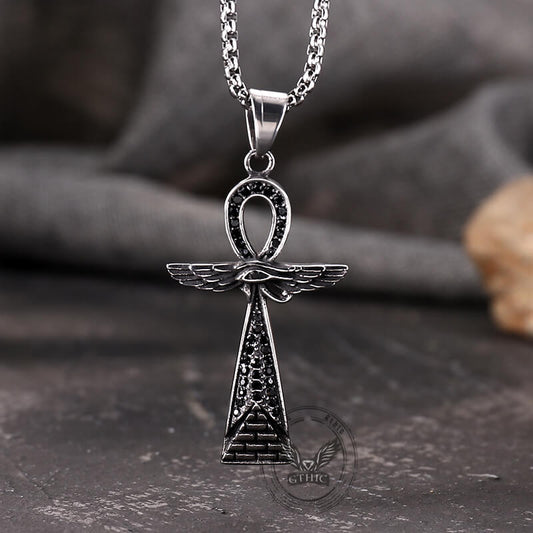 Cross Pyramid Horus Eye Stainless Steel Pendant
