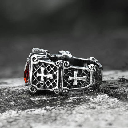 Cross Stainless Steel Gemstone Ring