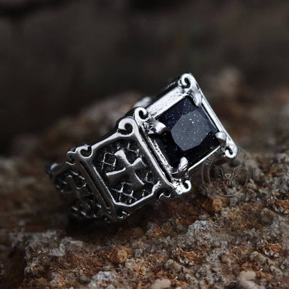 Cross Stainless Steel Gemstone Ring
