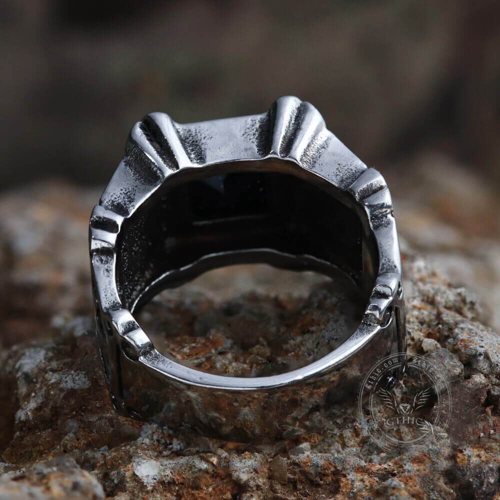 Cross Stainless Steel Gemstone Ring