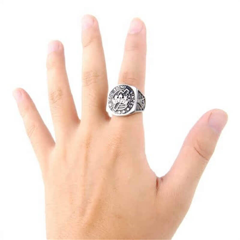 Crown Cross Stainless Steel Masonic Ring