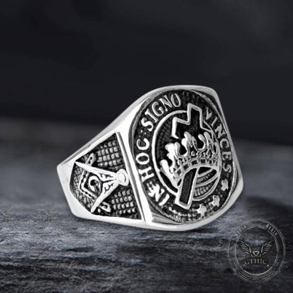 Crown Cross Stainless Steel Masonic Ring