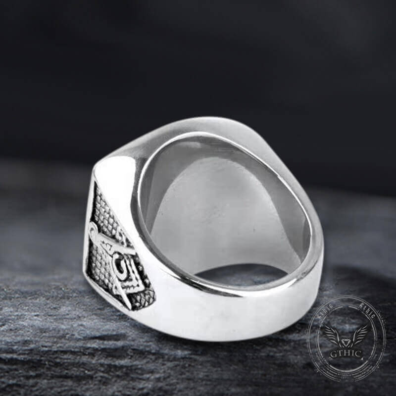 Crown Cross Stainless Steel Masonic Ring