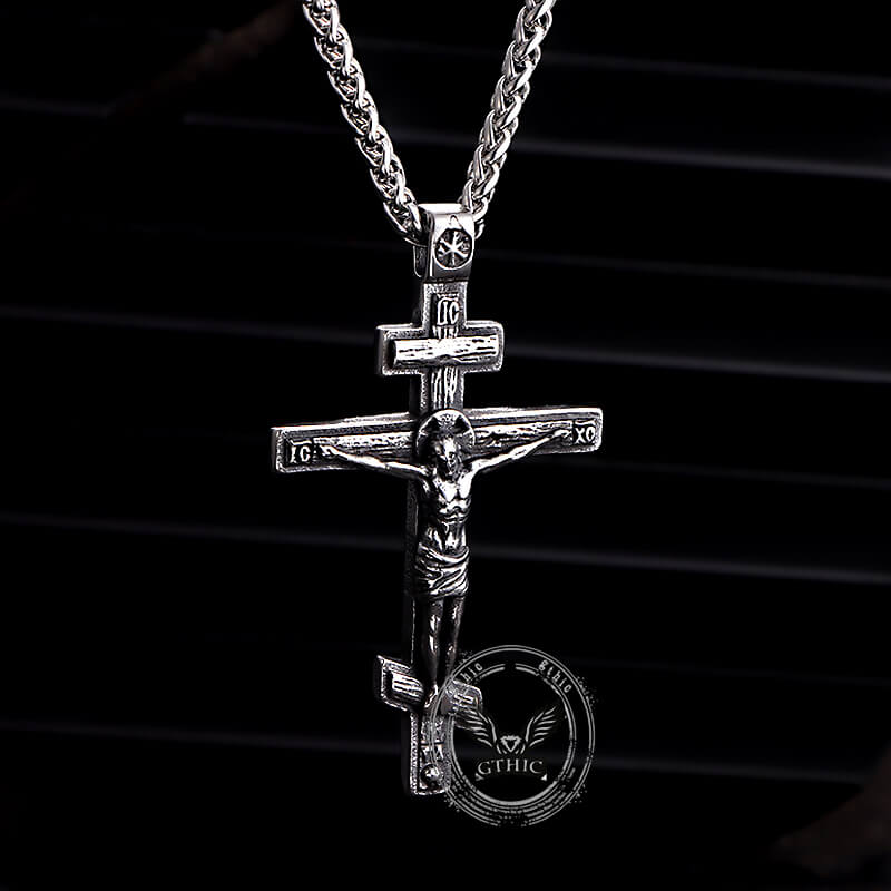 Crucifixion of Jesus Stainless Steel Cross Pendant