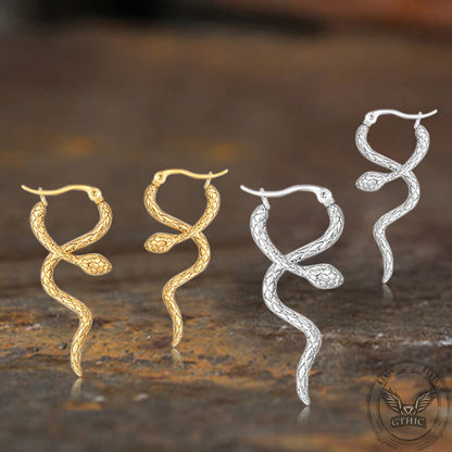 Curled Snake Stainless Steel Stud Earrings
