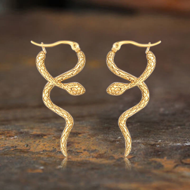 Curled Snake Stainless Steel Stud Earrings