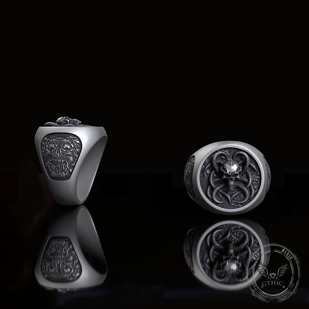 Demon Skull Silver Ring